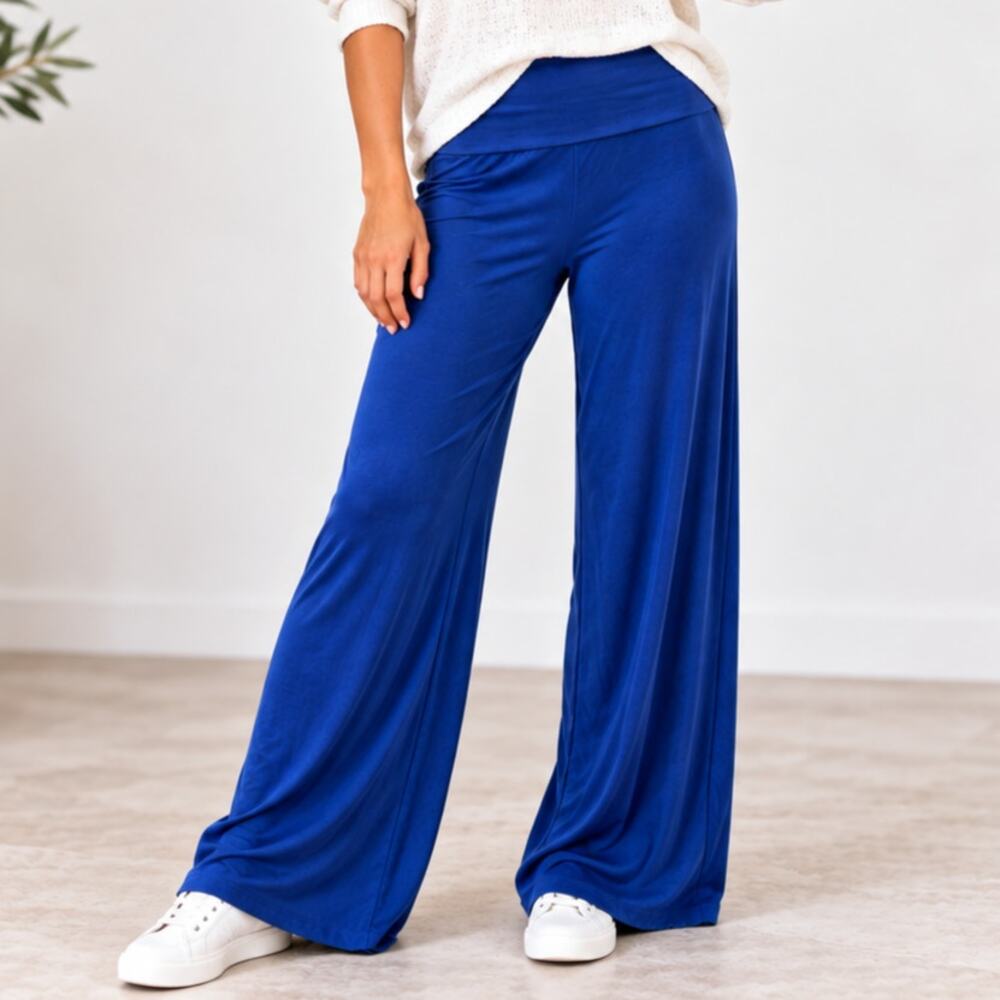 Jenny Boston Wide Leg Pants Women's Size L Fold Over Waist Vintage Made in USA